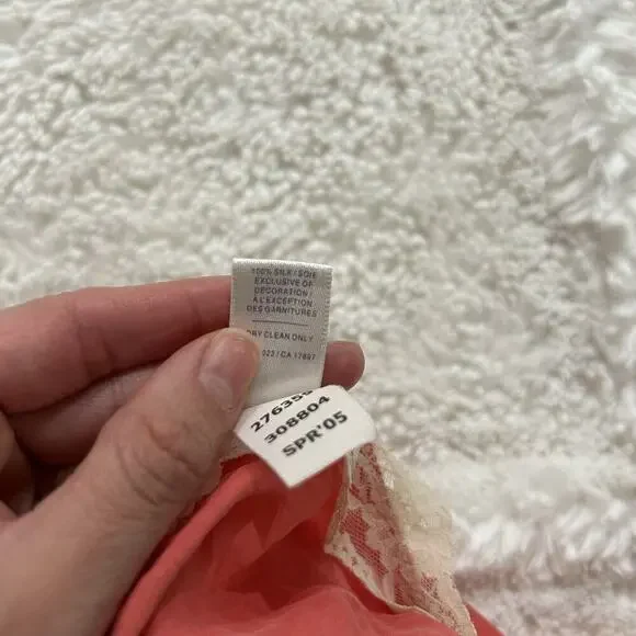 Old Navy Vintage 100% Silk Slip On Lace Lingerie Women’s Peach Embroidered Flora - Picture 8 of 8